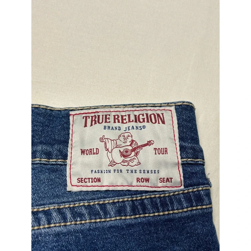 True Religion Ricky Big T Relaxed Straight Blue Jeans Mens 38X33 Medium Wash